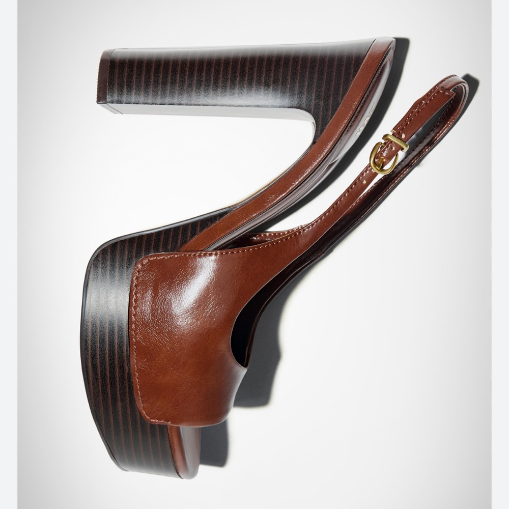Zara brown sling back platform heel - Picture 5 of 11